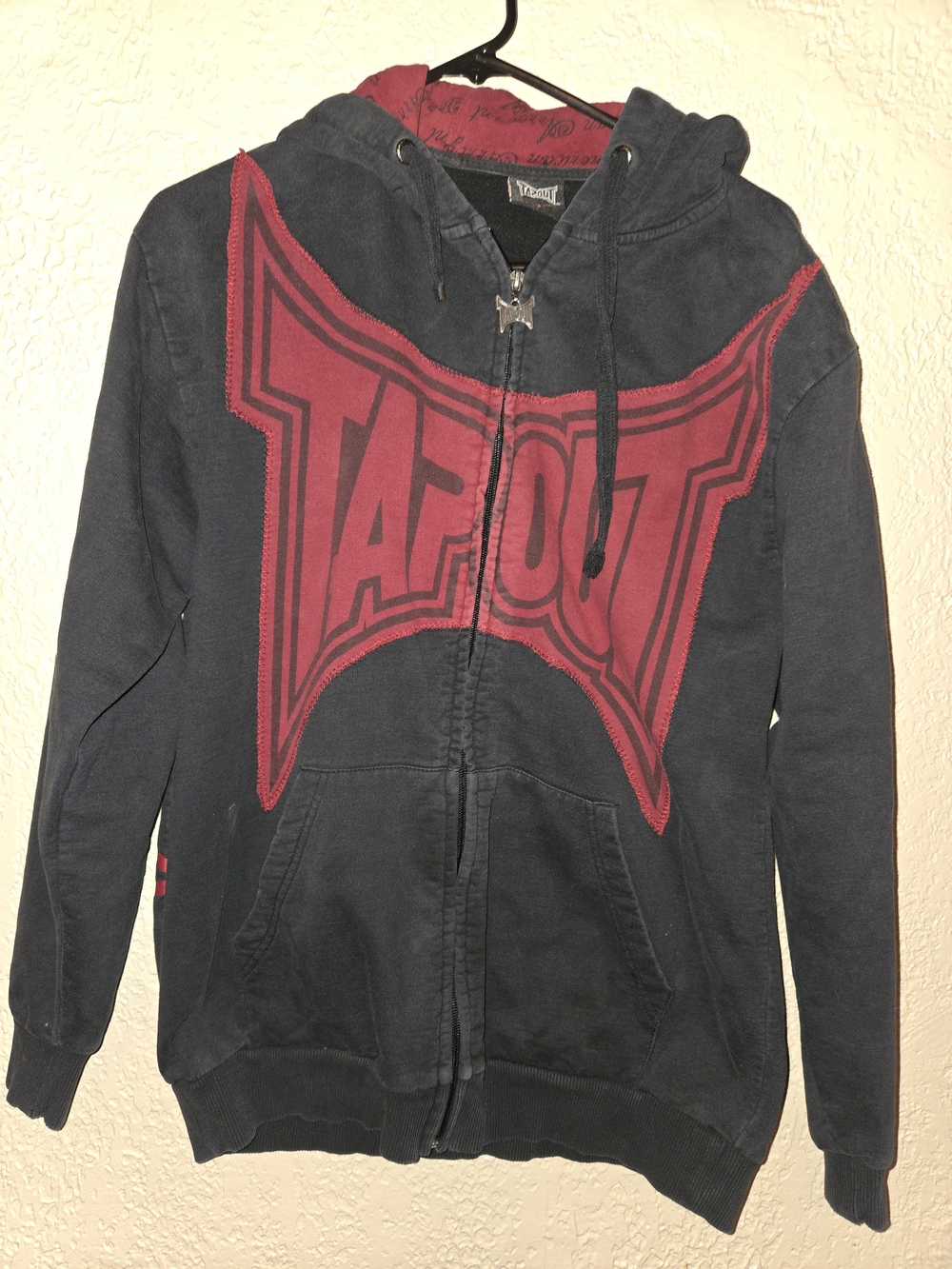 Tapout Black American Arrogant Hoodie with Large Red Logo Zip Front